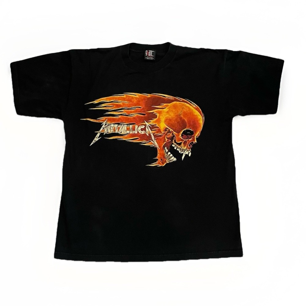 Vtg 90s Metallica 1994 Tour Pushead Flaming Skull Sun T Shirt XL Summer